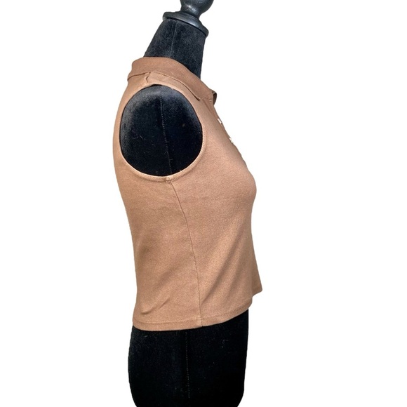 Brandy Melville Sleeveless Polo Top Brown Size Small​ - Picture 4 of 8